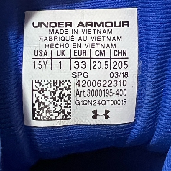 Under Armour High Tops Blue White 1.5Y Cleats 3000195-400 - Picture 6 of 11